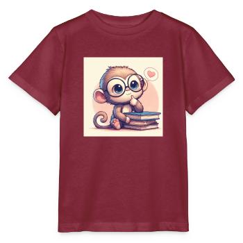 Affe nachdenklich - Stanley/Stella Kinder T-Shirt MINI CREATOR  - Burgunderrot - Vorne - Kain (125cm)