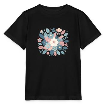 Composition floral couleur pastel - T-shirt bio MINI CREATOR Stanley/Stella Enfant - noir - Devant - Mikhail (115cm)