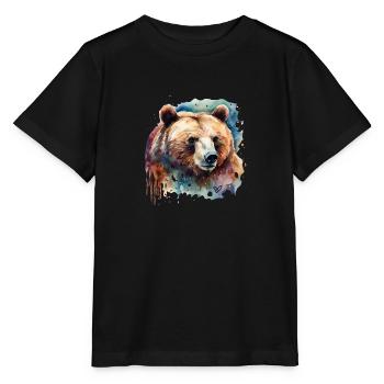 bear, power animal, life force, courage, instinct - Stanley/Stella MINI CREATOR Kids’ T-Shirt - black - Front - Mikhail (115cm)