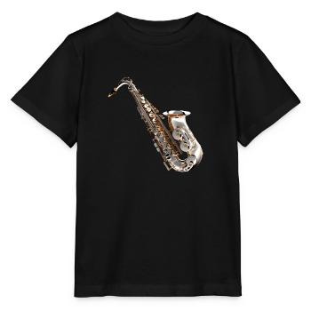 Das Saxophon ist ein beliebtes Instrument - Stanley/Stella Kinder T-Shirt MINI CREATOR  - Schwarz - Vorne - Mikhail (115cm)