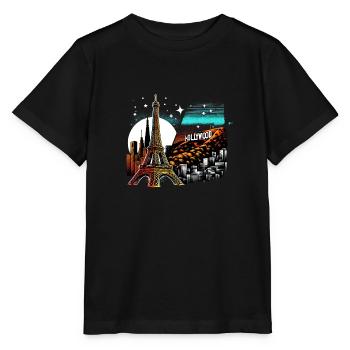 Eiffelturm Hollywood Magie – Städtezauber bei Nach - Stanley/Stella Kinder T-Shirt MINI CREATOR  - Schwarz - Vorne - Mikhail (115cm)