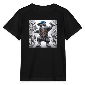 MC Meow - Stanley/Stella Kinder T-Shirt MINI CREATOR  - Schwarz - Vorne - Mikhail (115cm)