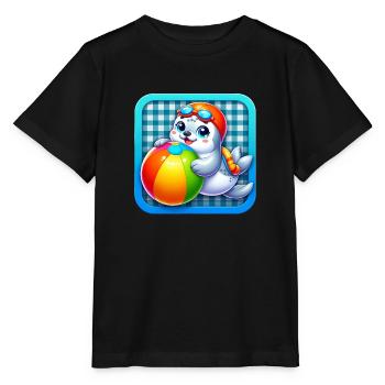 Joyeux plaisir du ballon de plage de phoque ! - T-shirt bio MINI CREATOR Stanley/Stella Enfant - noir - Devant - Mikhail (115cm)