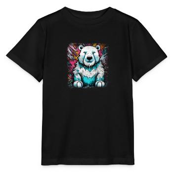 Ours blanc - T-shirt bio MINI CREATOR Stanley/Stella Enfant - noir - Devant - Mikhail (115cm)
