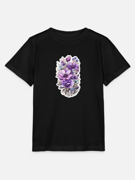 Blaue Wildblume - Stanley/Stella Kinder T-Shirt MINI CREATOR - Schwarz