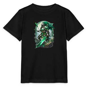 Chevalier en armure vêtu d’un vert vif - T-shirt bio MINI CREATOR Stanley/Stella Enfant - noir - Devant - Mikhail (115cm)