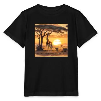 GIRAFE AU COUCHER DU SOLEIL - T-shirt bio MINI CREATOR Stanley/Stella Enfant - noir - Devant - Mikhail (115cm)