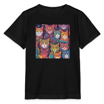 Colorful Cats - Stanley/Stella MINI CREATOR Kids’ T-Shirt - black - Front - Mikhail (115cm)