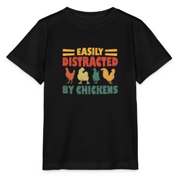Leicht von Hühnern abgelenkt - Stanley/Stella Kinder T-Shirt MINI CREATOR  - Schwarz - Vorne - Mikhail (115cm)