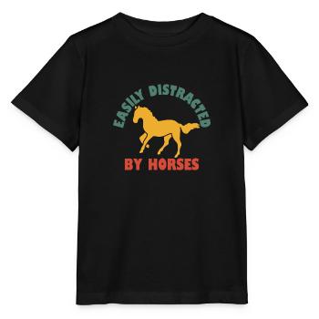 Leicht von Pferden abgelenkt - Stanley/Stella Kinder T-Shirt MINI CREATOR  - Schwarz - Vorne - Mikhail (115cm)