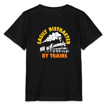 Leicht von Zügen abgelenkt - Stanley/Stella Kinder T-Shirt MINI CREATOR  - Schwarz - Vorne - Mikhail (115cm)