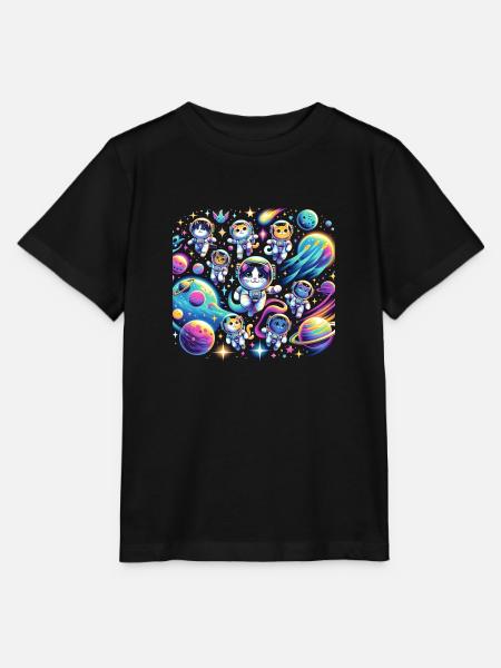 Kosmische Kätzchen-Expedition - Stanley/Stella Kinder T-Shirt MINI CREATOR  - Schwarz