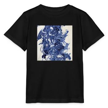 Abstrakt Blau Weiß - Stanley/Stella Kinder T-Shirt MINI CREATOR  - Schwarz - Vorne - Mikhail (115cm)