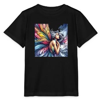Flügel der Schmetterlingsfee - Stanley/Stella Kinder T-Shirt MINI CREATOR  - Schwarz - Vorne - Mikhail (115cm)