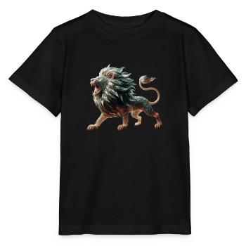 Glaslöwe mit Raubtier-Look-Kopie - Stanley/Stella Kinder T-Shirt MINI CREATOR  - Schwarz - Vorne - Mikhail (115cm)
