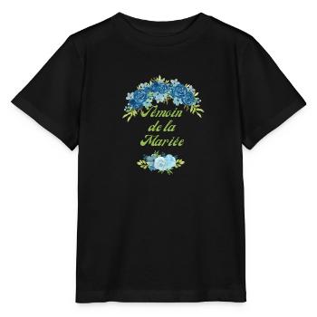 Zeuge der Braut Blaue Blumen - passendes T-Shirt - Stanley/Stella Kinder T-Shirt MINI CREATOR  - Schwarz - Vorne - Mikhail (115cm)