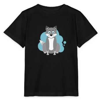 Éclaboussure de loup de dessin animé - T-shirt bio MINI CREATOR Stanley/Stella Enfant - noir - Devant - Mikhail (115cm)