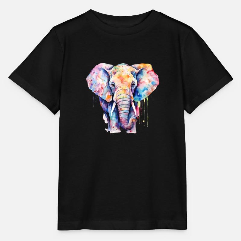 Aquarelle Éléphant - T-shirt bio MINI CREATOR Stanley/Stella Enfant - noir