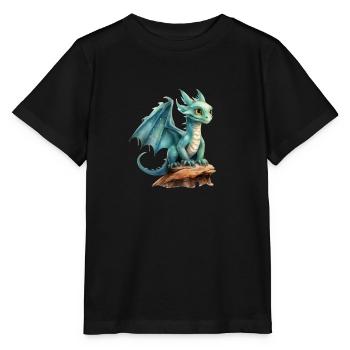 Aquarelle Dragon - T-shirt bio MINI CREATOR Stanley/Stella Enfant - noir - Devant - Mikhail (115cm)