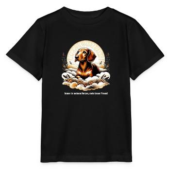 Coping with grief rainbow bridge Dachshund - Stanley/Stella MINI CREATOR Kids’ T-Shirt - black - Front - Mikhail (115cm)