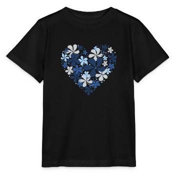 Blumen-Herz - Stanley/Stella Kinder T-Shirt MINI CREATOR  - Schwarz - Vorne - Mikhail (115cm)