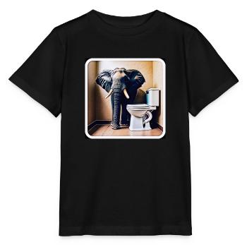 Éléphant debout dans les toilettes - T-shirt bio MINI CREATOR Stanley/Stella Enfant - noir - Devant - Mikhail (115cm)