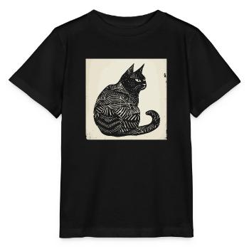 Black Cat Pet Kitten Punt Purr - Stanley/Stella MINI CREATOR Kids’ T-Shirt - black - Front - Mikhail (115cm)