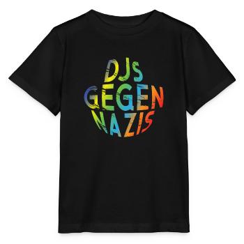 DJs gegen Nazis rundes Logo Regenbogen Design - Stanley/Stella Kinder T-Shirt MINI CREATOR  - Schwarz - Vorne - Mikhail (115cm)
