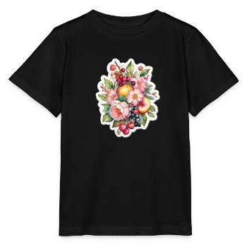 Blumen und Obst - Stanley/Stella Kinder T-Shirt MINI CREATOR  - Schwarz - Vorne - Mikhail (115cm)