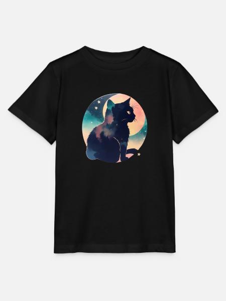 Katze in den Sternen - Stanley/Stella Kinder T-Shirt MINI CREATOR - Schwarz
