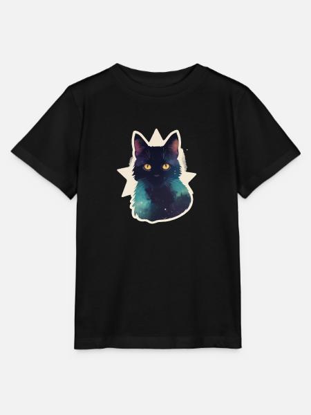 Katze in den Sternen - Stanley/Stella Kinder T-Shirt MINI CREATOR - Schwarz