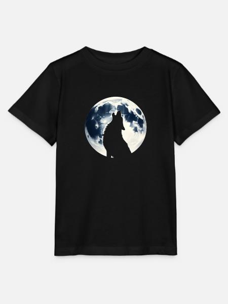 Wolf heult bei Vollmond - Stanley/Stella Kinder T-Shirt MINI CREATOR - Schwarz