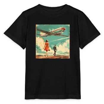 Publicité vintage d’une compagnie aérienne (fictive) - T-shirt bio MINI CREATOR Stanley/Stella Enfant - noir - Devant - Mikhail (115cm)
