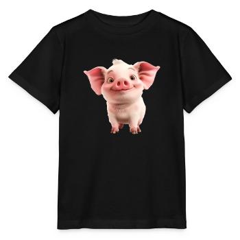 Kleines süßes Ferkel - Stanley/Stella Kinder T-Shirt MINI CREATOR  - Schwarz - Vorne - Mikhail (115cm)