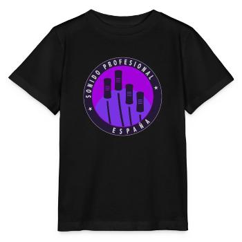 Logo mit violettem Hintergrund. - Stanley/Stella Kinder T-Shirt MINI CREATOR  - Schwarz - Vorne - Mikhail (115cm)