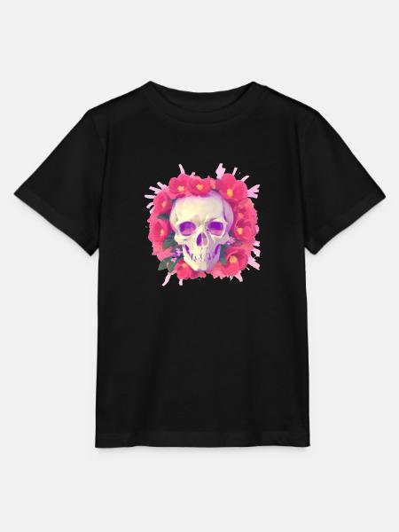 Skull lays in Flowers - Stanley/Stella Kinder T-Shirt MINI CREATOR - Schwarz