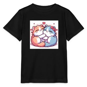 De doux chatons câlins avec des cœurs - T-shirt bio MINI CREATOR Stanley/Stella Enfant - noir - Devant - Mikhail (115cm)