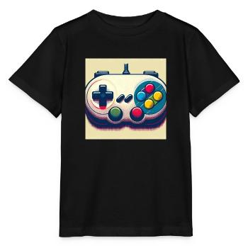 Retro Gamepad in Risographie - Stanley/Stella Kinder T-Shirt MINI CREATOR  - Schwarz - Vorne - Mikhail (115cm)