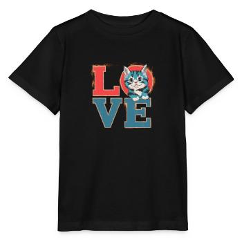 "Liebeskätzchen: Die Magie des Schnurrens" - Stanley/Stella Kinder T-Shirt MINI CREATOR  - Schwarz - Vorne - Mikhail (115cm)