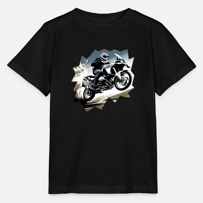 Motorrad fliegt durch die Luft - Stanley/Stella Kinder T-Shirt MINI CREATOR - Schwarz