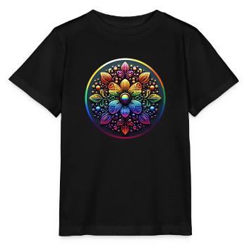 Fleur arc-en-ciel mécanique 2 - T-shirt bio MINI CREATOR Stanley/Stella Enfant - noir - Devant - Mikhail (115cm)