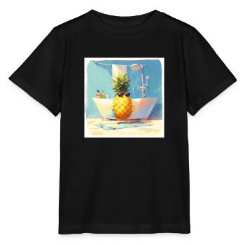 Drôle d’ananas prend une douche - T-shirt bio MINI CREATOR Stanley/Stella Enfant - noir - Devant - Mikhail (115cm)