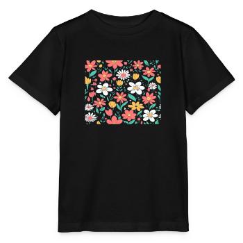 Printemps Fleurs Fond Printemps - T-shirt bio MINI CREATOR Stanley/Stella Enfant - noir - Devant - Mikhail (115cm)
