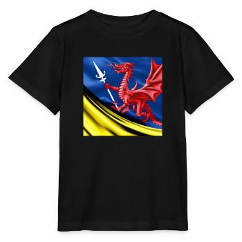 dragon flag spear - Stanley/Stella MINI CREATOR Kids’ T-Shirt - black - Front - Mikhail (115cm)