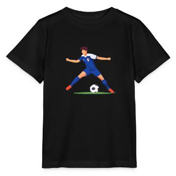Fußballer mit blauem trikot - Stanley/Stella Kinder T-Shirt MINI CREATOR  - Schwarz - Vorne - Mikhail (115cm)