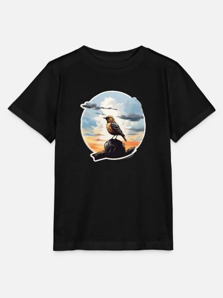 Landschaft Gemälde mit Vogel - Stanley/Stella Kinder T-Shirt MINI CREATOR - Schwarz