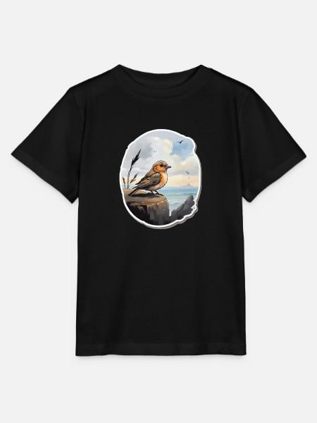 Landschaft Gemälde mit Vogel - Stanley/Stella Kinder T-Shirt MINI CREATOR - Schwarz