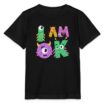 OK Monstre - T-shirt bio MINI CREATOR Stanley/Stella Enfant - noir - Devant - Mikhail (115cm)