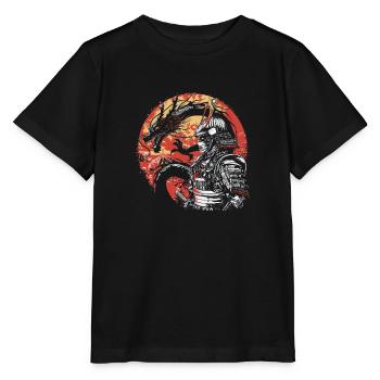Samouraï cybernétique avec dragon japonais - T-shirt bio MINI CREATOR Stanley/Stella Enfant - noir - Devant - Mikhail (115cm)