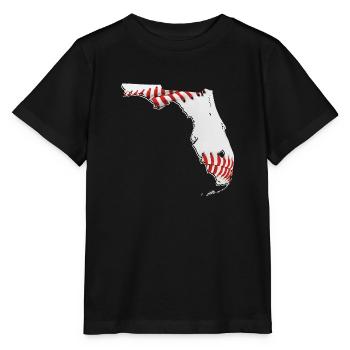 Echter Baseball in der Florida State Landkarte - Stanley/Stella Kinder T-Shirt MINI CREATOR  - Schwarz - Vorne - Mikhail (115cm)